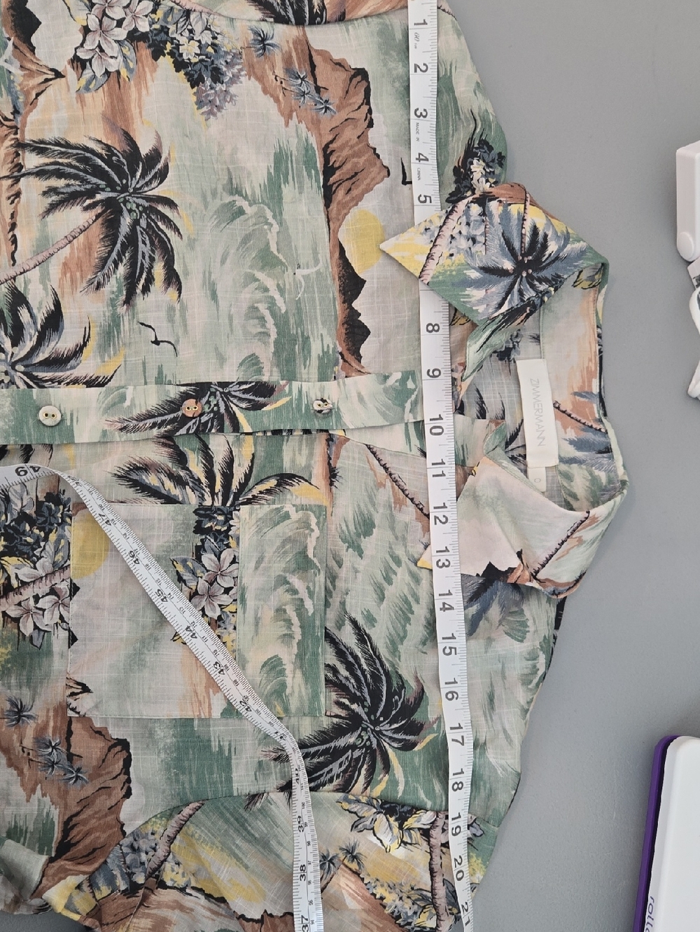 Zimmermann Vacay Shirt Short Sleeve Button Down Oversized Surf Printed Beach Med - Picture 12 of 12